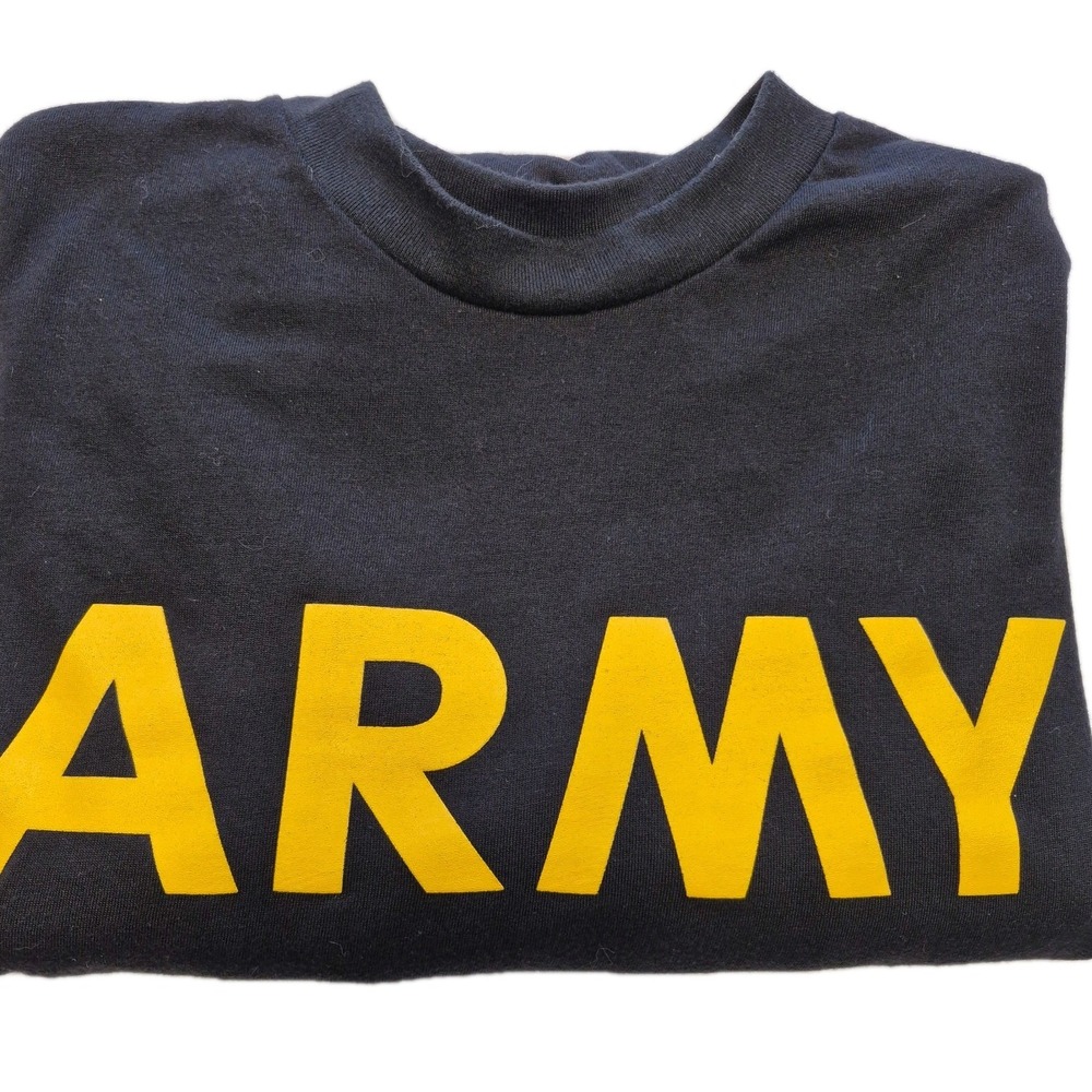 ARMY PHYSICAL FITNESS UNIFORMS Men's Size Lg Long Sleeve Black Tshirt EUC Cotton
